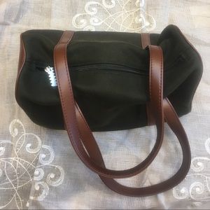 LA City wool/pleather zippered satchel bag EUC